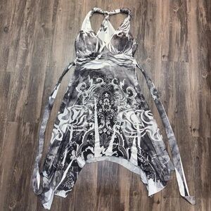 Black & white rhinestone 2000s style dress